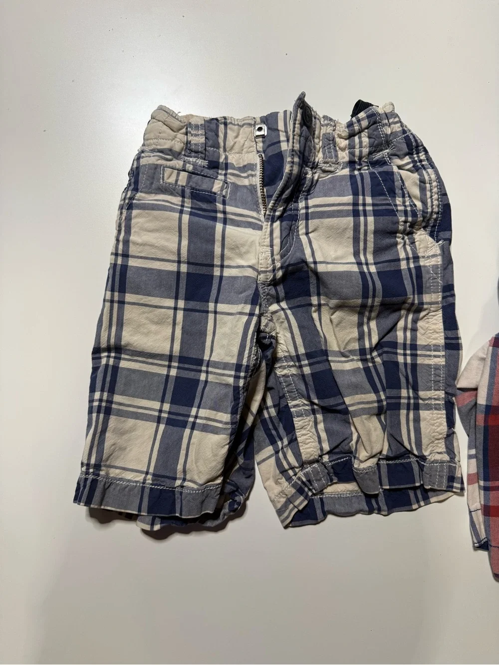 Cherokee Plaid Pull-On Shorts - Navy, Red & Cream